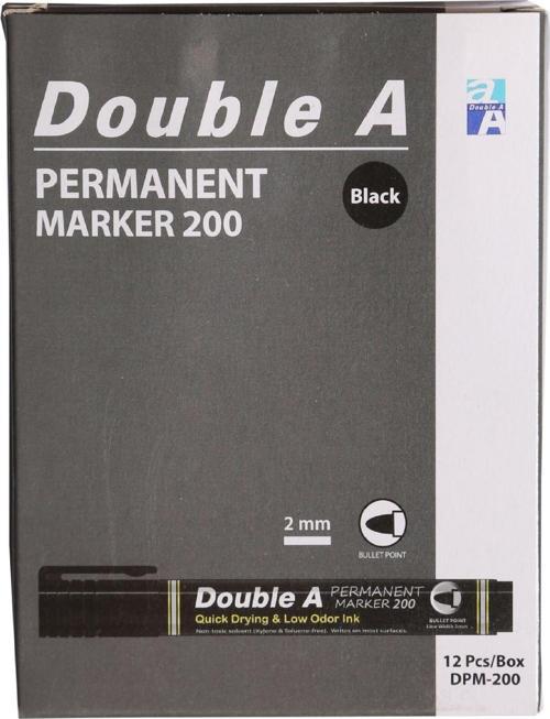 Double A Permanent Yuvarlak Uçlu Kalem Siyah  12'li