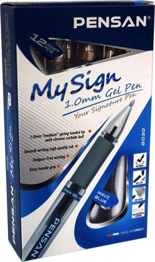 Pensan 6030 My Sign Jel Roller Kalem 1,0 Mm Imza Kalemi Mavi (12 Li Paket)