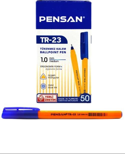Pensan Tükenmez Kalem Üçgen Mavi 50'li - Ürün Kodu : PEN.PE02023TKMAVİ50