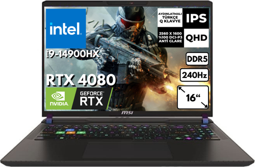 VECTOR 16 HX i9-14900HX 24-GBDDR5 256 GB SSD RTX4080 QHD+ 240Hz 16" Windows 11 Home A14VHG-497XTR BT32