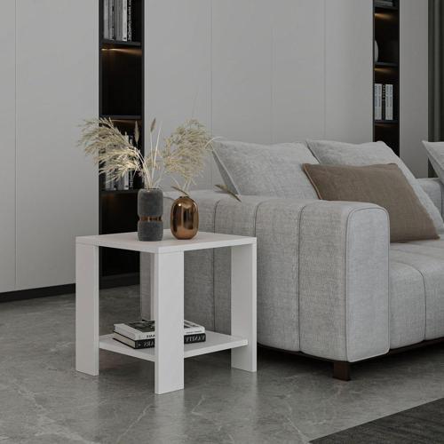 Design Midi Yan Sehpa Beyaz 40 x 40 cm