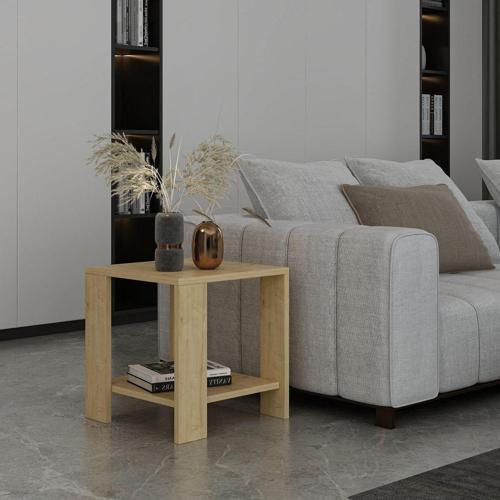 Design Midi Yan Sehpa Meşe 40 x 40 cm