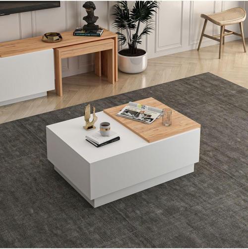 Design Oslo Orta Sehpa 2 Kapaklı Geniş 90 x 64 cm