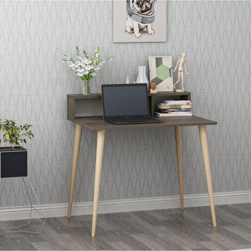 Design Ronas Ahşap Ayaklı Çalışma Masası Ceviz 90Cm