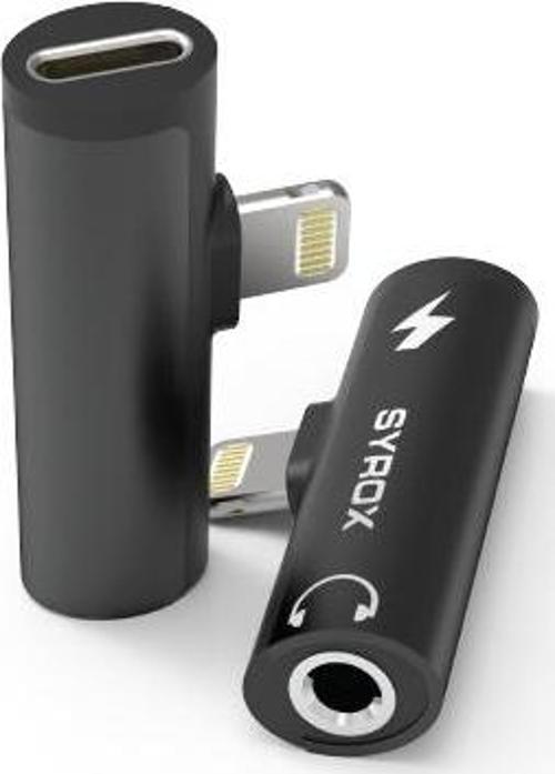 DT30L-LA Lightning - 1xLightning + 1x3.5mm AUX Midi Ses ve Şarj Ayırıcı Dönüştürücü - Siyah