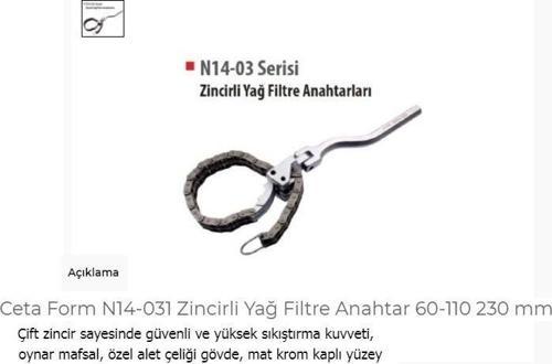 N14-031 Zincirli Yağ Filtre Anahtar 60-110 230 Mm
