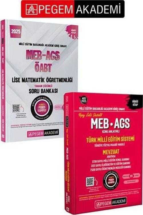 PEGEM AKADEMİ 2025 MEB-AGS-ÖABT Lise Matematik Öğretmenliği Tamamı Çözümlü Soru Bankası + 2025 MEB-A