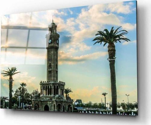 Izmir Saat Kulesi Cam Tablo
