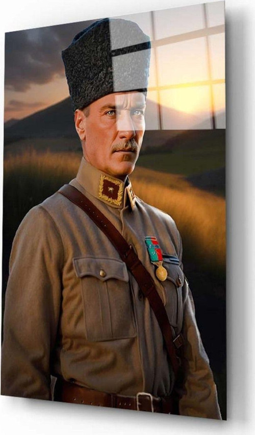 Atatürk Portresi 2 Yapay Zeka Cam Tablo