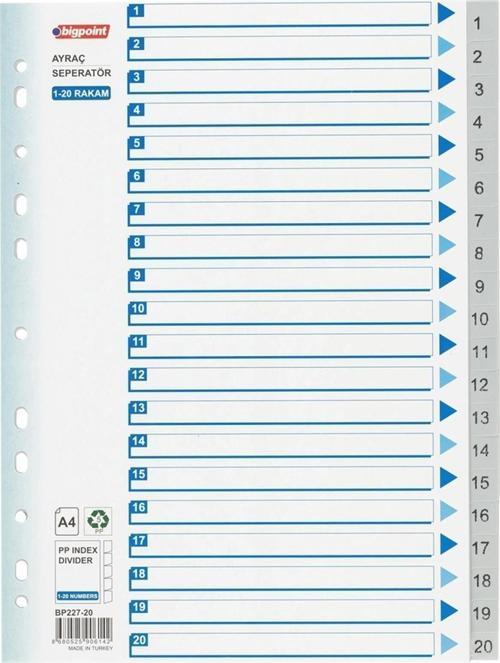 Pp Seperatör 1-20 Rakamlı (1 Adet)