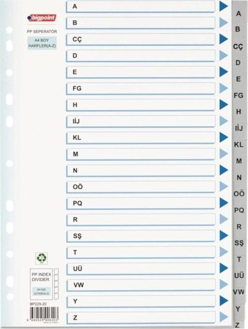 Pp Seperatör Harfler A-Z