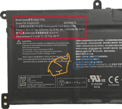 Casper Nirvana S500.1051-8E50R-G-F Notebook Bataryası, Laptop Pili Ver.2 / 11.55V