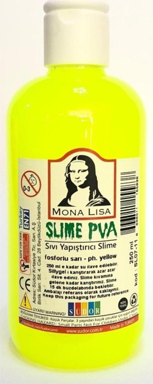 Slime Sıvı Yapıştırıcı Fosforlu Sarı 250Ml