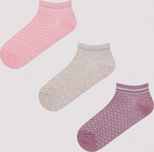 Diamond Jacquard Pembe 3Lü Patik Çorap