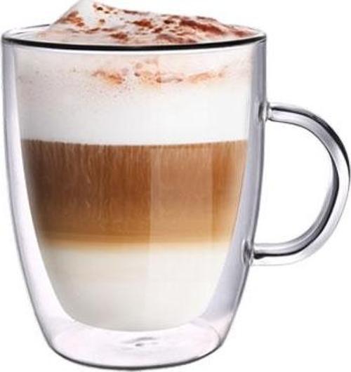 VETRO Borosilikat Çift Camlı Kulplu Bardak 310ML (2ad)