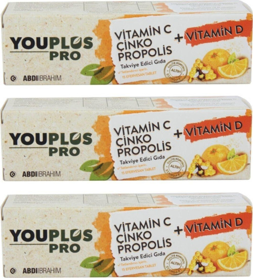 Vitamin C Çinko Propolis Vitamin D 15 Efervesan Tablet 3 Adet