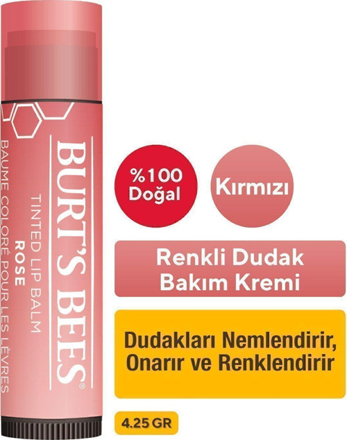 %100 Doğal Ve Renkli Dudak Bakımı Kırmızı - Tinted Lip Balm Rose 4,25 G