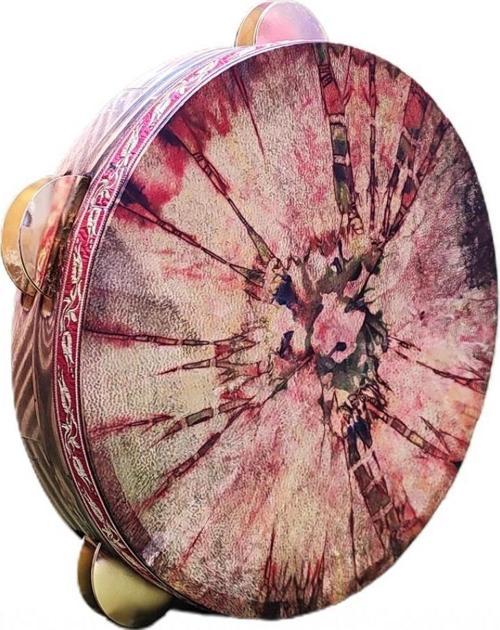 Tef Sarı Metal Zilli Ebru Desenli Derili 28 Cm Dzdse28