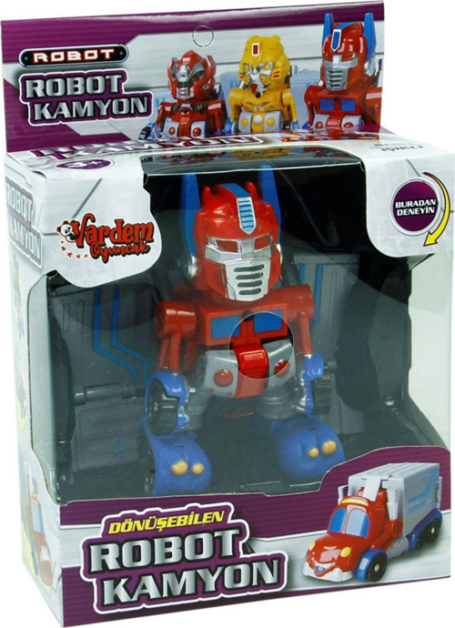 Vardem Dönüşebilen Kutulu Mini Robot Kamyon Kırmızı Sarı Işıklı Sesli 3+