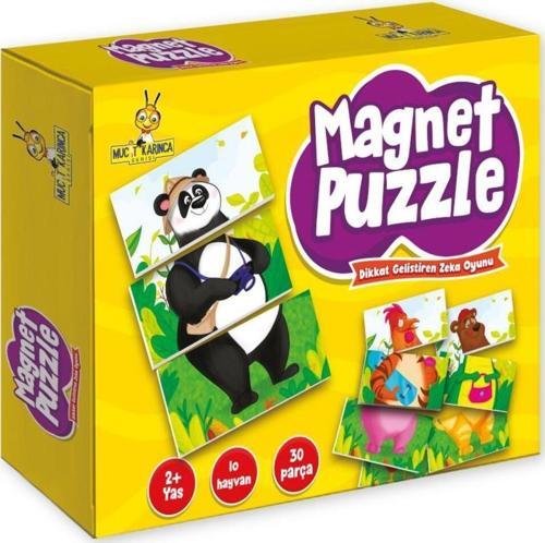 Magnet Puzzle Manyetik Yapışkan Yapboz 10 Hayvan 30 Parça Eğitici Oyun