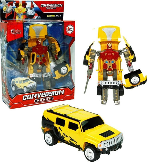 Conversıon Dönüşen Robot Transformers Sarı Kırmızı Hammer Aracı Sesli Işıklı Yeşil 1:32 Ölçek