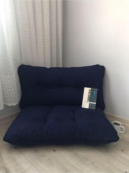 Petek Önü Palet Yer Minderi İkili Takım Lacivert