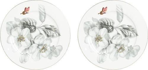 Harmonia New Bone China Gri Naturel Desenli 2li Servis Tabağı Seti 27 cm
