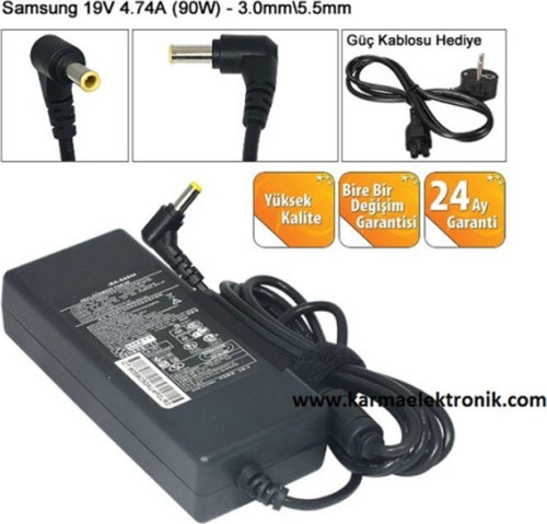 . 19v 4.74a - 90 Watt 3.0mm\5.5mm Notebook Adaptör