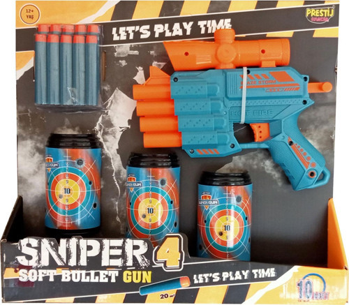 Sniper 4 Girişli Hedefli Dürbünlü Sünger Mermi Atan Nerf Tabancası
