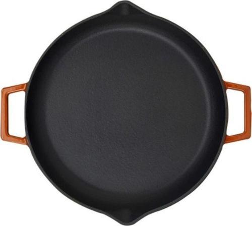 Döküm Yuvarlak Kızartma Tavası Çap 30 Cm Turuncu