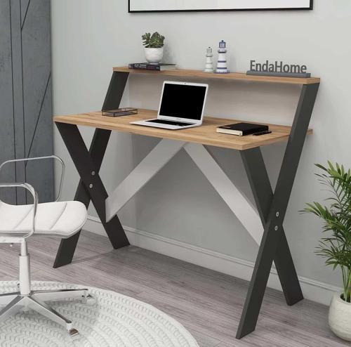 Home Enda X Ayaklı Raflı Ders Çalışma Masası 50x90 cm Antrasit - Çam