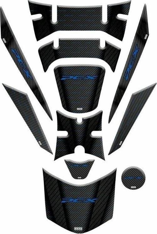 Tank Pad Seti Honda Pcx 2018-2020 Model Karbon Mavi Yazılı 11 Parça 007