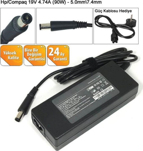 Hp Pavilion Dv6-7200et 19v 4.74aUyumlu Notebook Adaptörü - 5.0mm\7.4mm Iğne Uclu Model