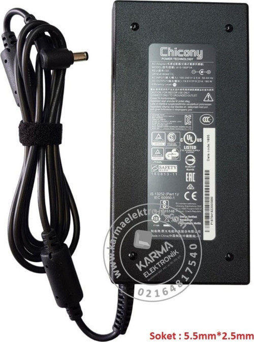 Monster Tulpar T7 V20.4.1 uyumlu Notebook Adaptörü, Şarj Aleti Cihazı 180W (Orjinal Üretici)