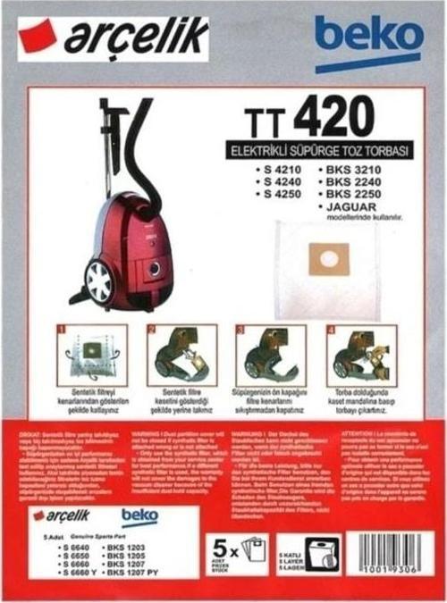 Arçelik S 4250 Süpürge Sentetik Toz Torbası 20 Adet