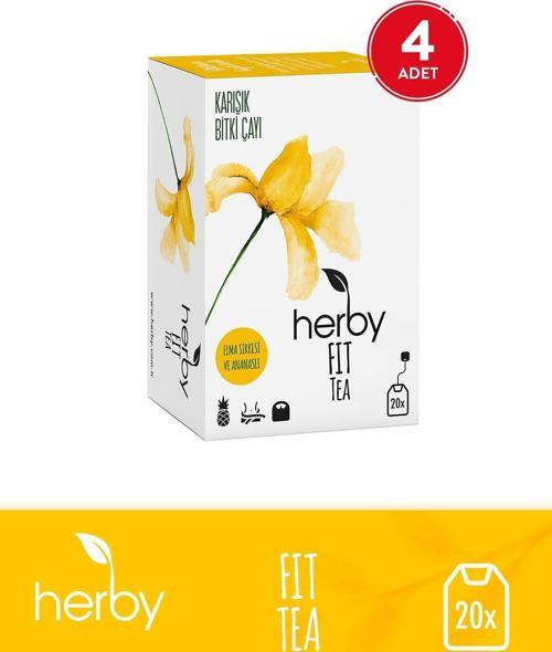 Fit Tea Elma Sirkeli Ananaslı e Destek Form Bitki Çayı 4'lü Paket
