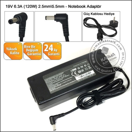 Toshiba Satellite A35, A60, A65, A70, A75 Notebook Adaptör - 120w / 19v 6.3a