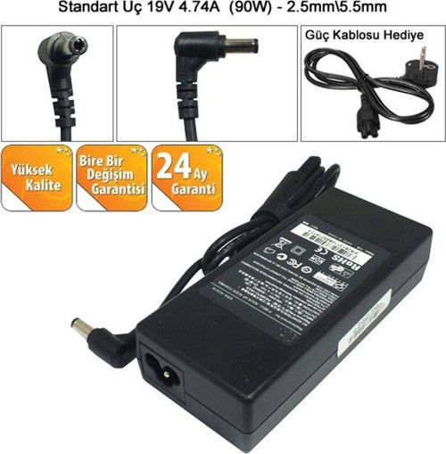 Toshiba Satellite L70, L735, L735d Uyumlu Notebook Adaptör, (90w - 19v 4.74a)