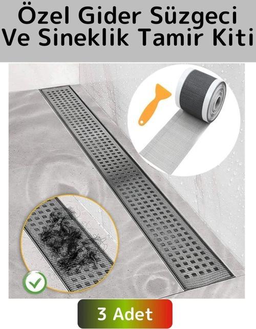 Premium Seri Suya Dayanıklı Gider Süzgeci Sineklik Tamir Kiti Bant 0.55 Mm 12 Cm X 4 Metre 3 Adet