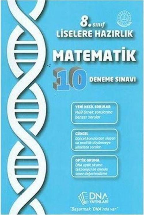 8.Sınıf Liselere Hazırlık Matematik 10 Deneme Sınavı DNA Yayınları