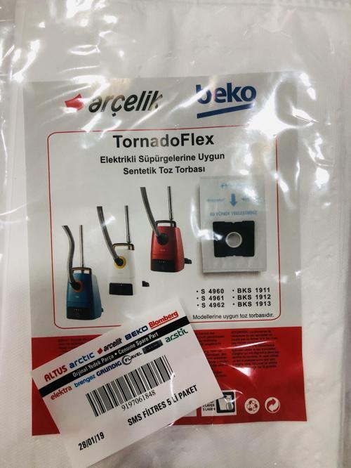 Beko Bks 1912 Süpürge Modeli 5 Adet Toz Torbası Tornadoflex
