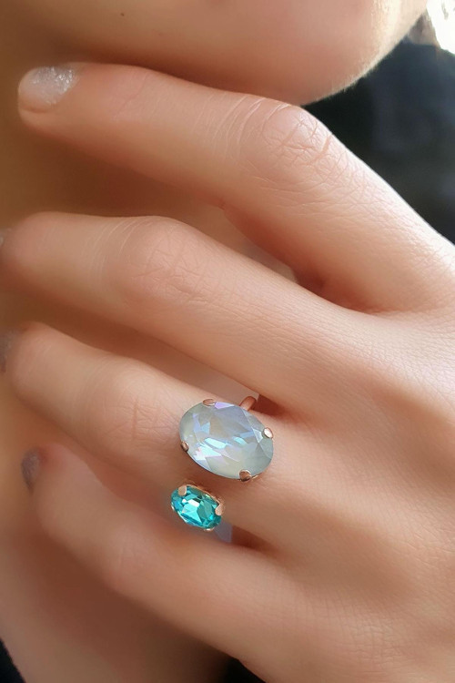 Swarovski Taşlı 925 ayar Gümüş Ayarlanabilir Yüzük