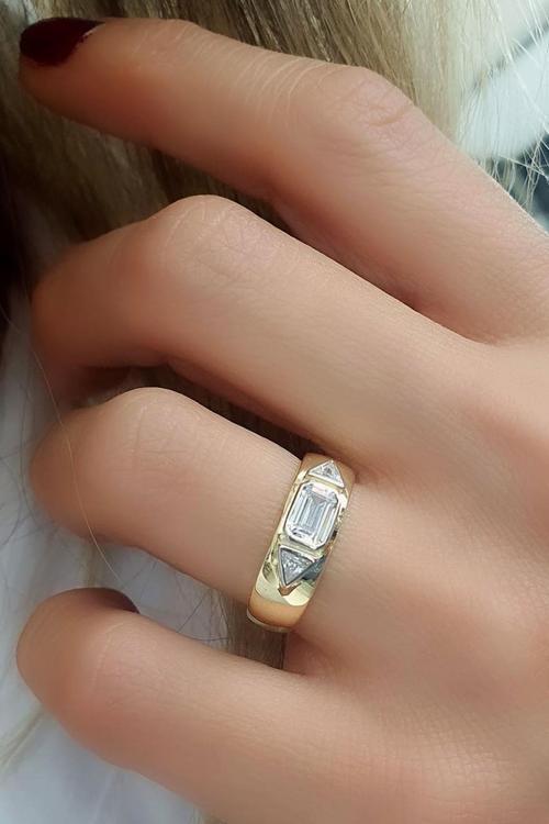 Zirkon Taş Detaylı 925ayar Gümüş Üzerine Altın Kaplama Luxury Tasarım Ayarlanabilir Yüzük