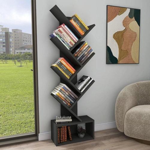 Home Enda Erine 8 Raflı Zikzak Kitaplık Antrasit