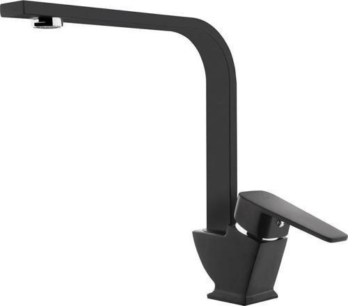 Kare Slim Tek Gövde Kuğu Lavabo Bataryası Mat Siyah