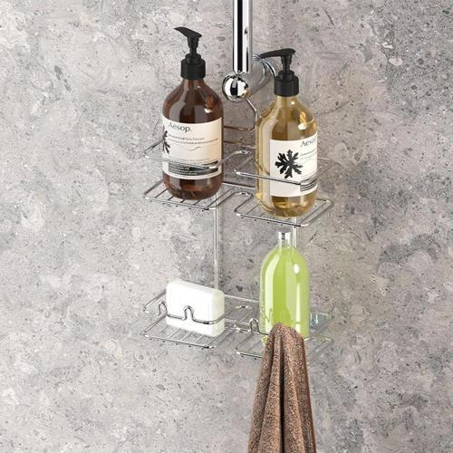 Tekno Tel BK-067 Asmalı 2 Katlı Düz Banyo Duş Rafı Krom