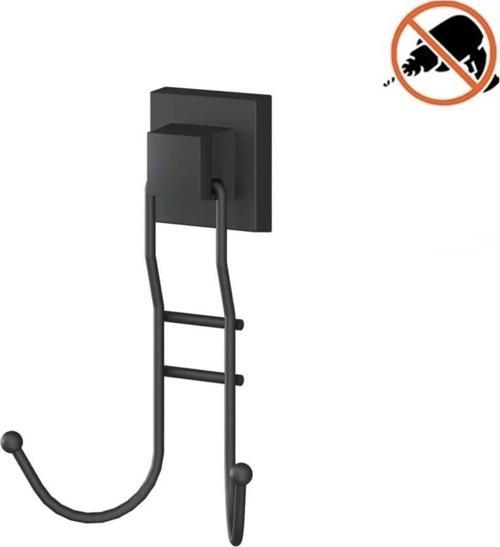 Tekno Tel EF-236 Yapışkanlı Banyo 2 li Askı Bornozluk Siyah