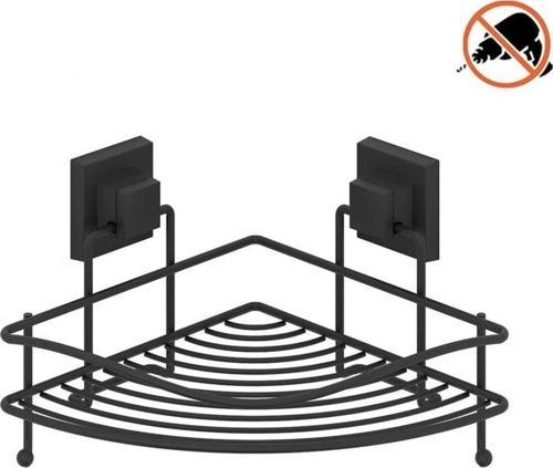 Tekno Tel EF-250 Yapışkanlı Tek Katlı Köşelik Banyo Rafı Siyah