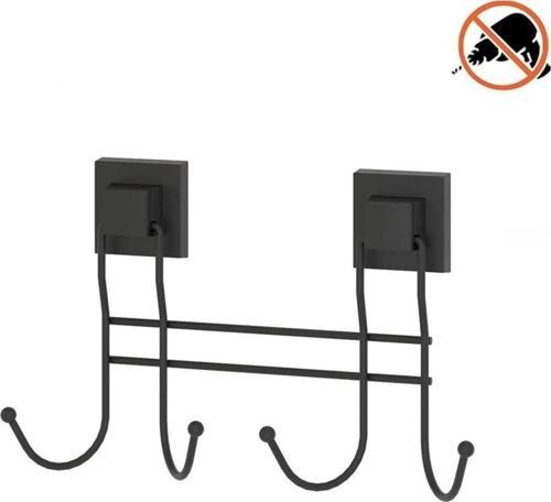 Tekno Tel EF-252 Yapışkanlı Banyo 4 lü Askı Bornozluk Siyah
