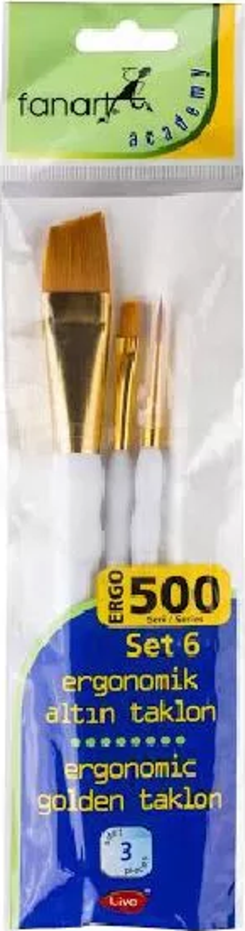 Ergonomik Altın Taklon Fırça Seti 500 Seri 3lü Set 6